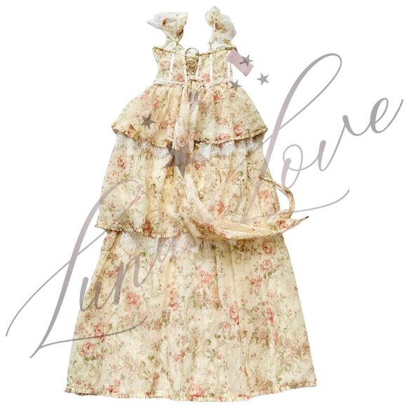 V. CHAPMAN Jolie Corset Ruffle Lace Maxi Gown (size 2) NWT - Picture 11 of 16